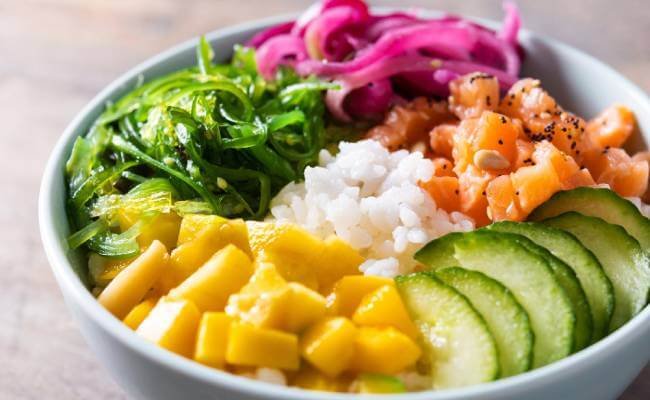 Colorful keto salad bowls