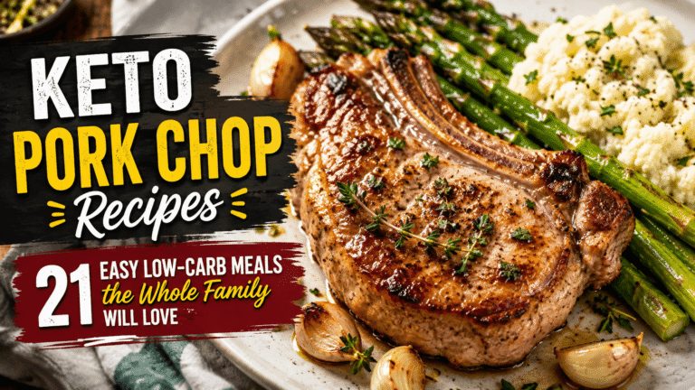 21 easy keto pork chop recipes served with low-carb vegetables