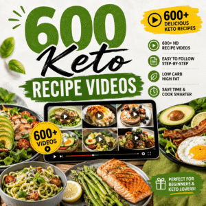 600 keto recipe videos digital download bundle with keto meal ideas and low carb recipes