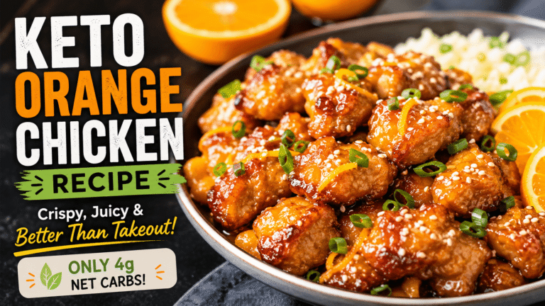 Keto orange chicken recipe with crispy chicken and low-carb orange sauce