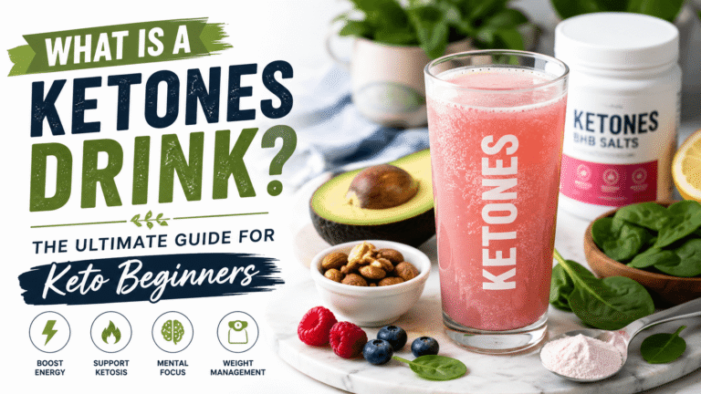 Ketones drink with keto-friendly foods for beginners