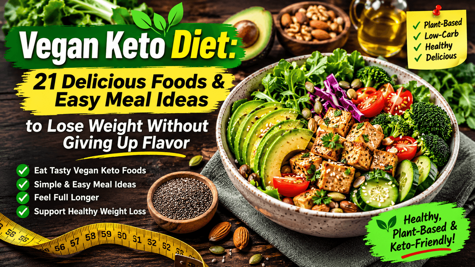 Vegan keto diet with 21 delicious low-carb plant-based foods and meal ideas